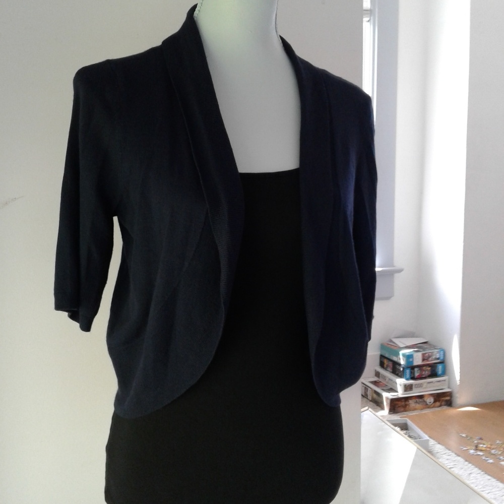 #16- Ann Taylor Navy Shrug with Short Sleeves
